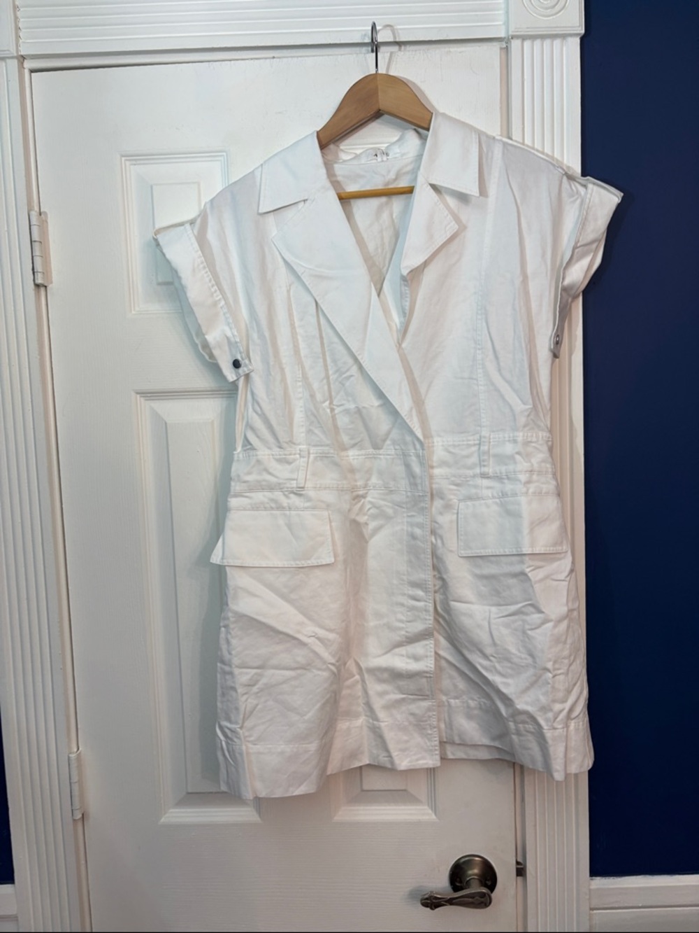A.L.C. 'Ryan' Cotton/Linen Utility Wrap Mini-Dress, Off-White - size 14 - NWT - Picture 6 of 6